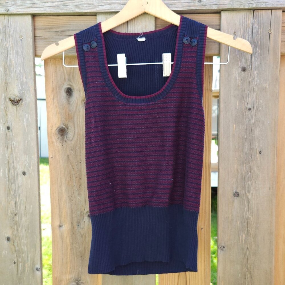 PREPPY SWEATER VEST Women's Size Small NAVY BURGUNDY